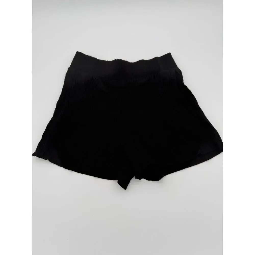 Zara Black Cotton Crinkle Gauze Shorts Smocked Waist Pull On Boho Flowy Sz XS 4